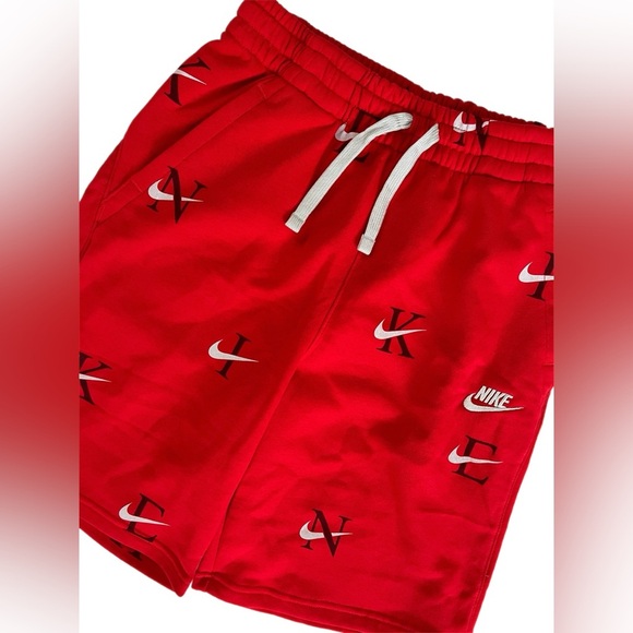 Nike Shorts Youth XL Mens XS-S Fleece Sweat Knit Nike Swoosh Logo Print Athletic - Picture 2 of 9